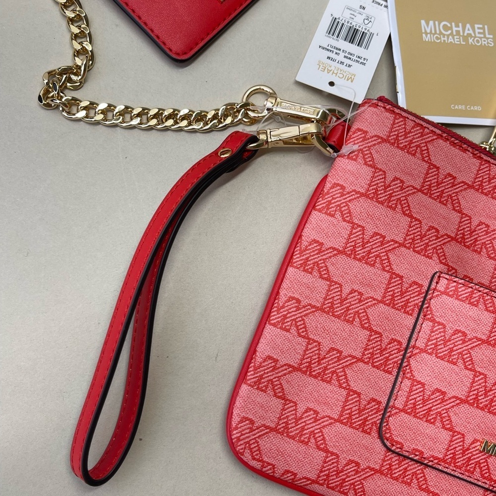 (new+tag) Michael Kors jet set large wristlet clutch plus detachable card case - Picture 3 of 9